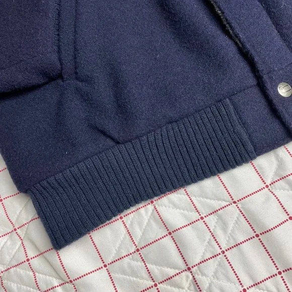 Woolrich Men Large Wool Jacket Navy Blue Plaid Lined Bomber Style Made USA - Picture 8 of 13